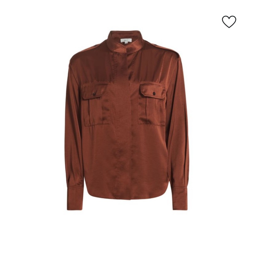A.L.C. Oakley Rust Satin Blouse size 6 - Picture 2 of 5